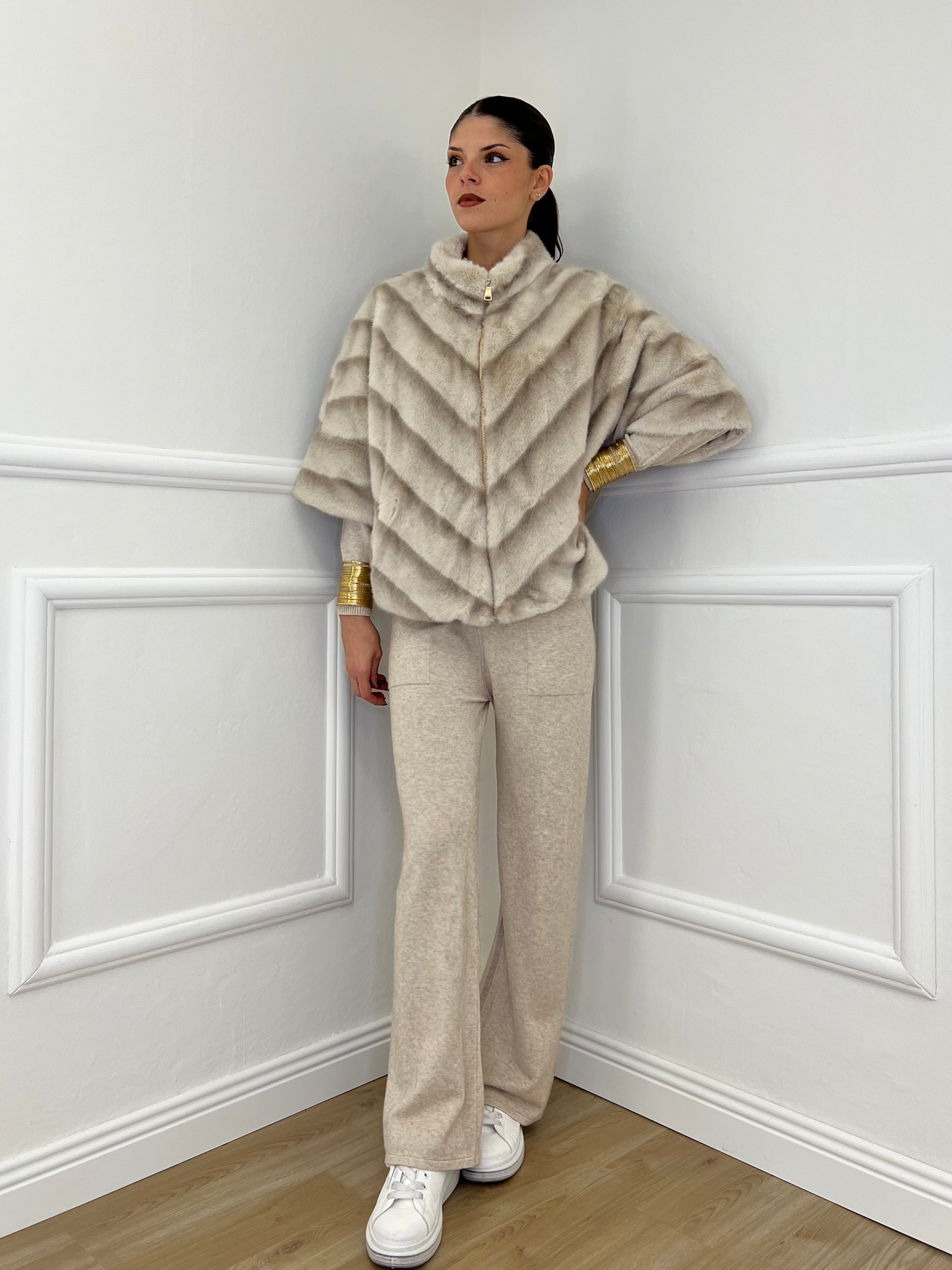 Pelliccia Chevron C037 Ecru