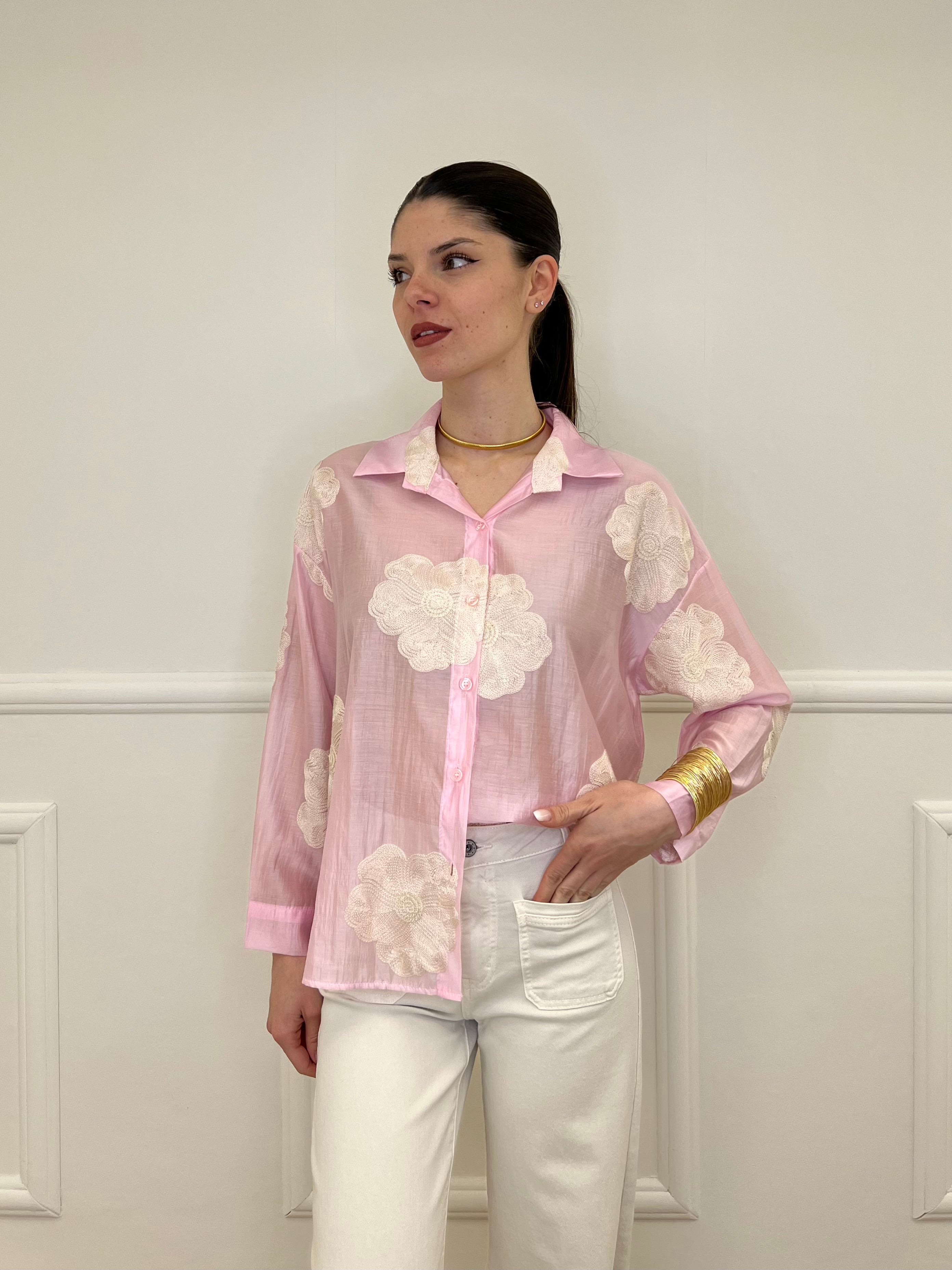 Camicia Tencel Ricami 7357 Rosa