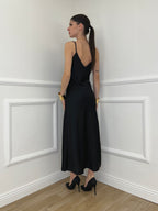 Vestito In Satin Con Spalline 9857 Nero