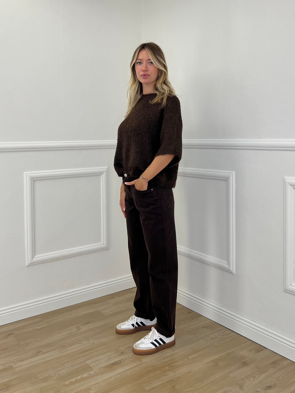 Jeans Mom Fit H3896-2 Marrone