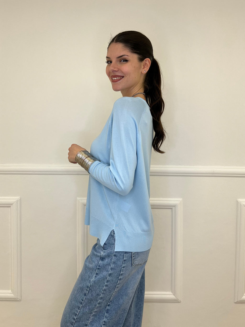 Maglia in Filo di Viscosa J185 Azzurro