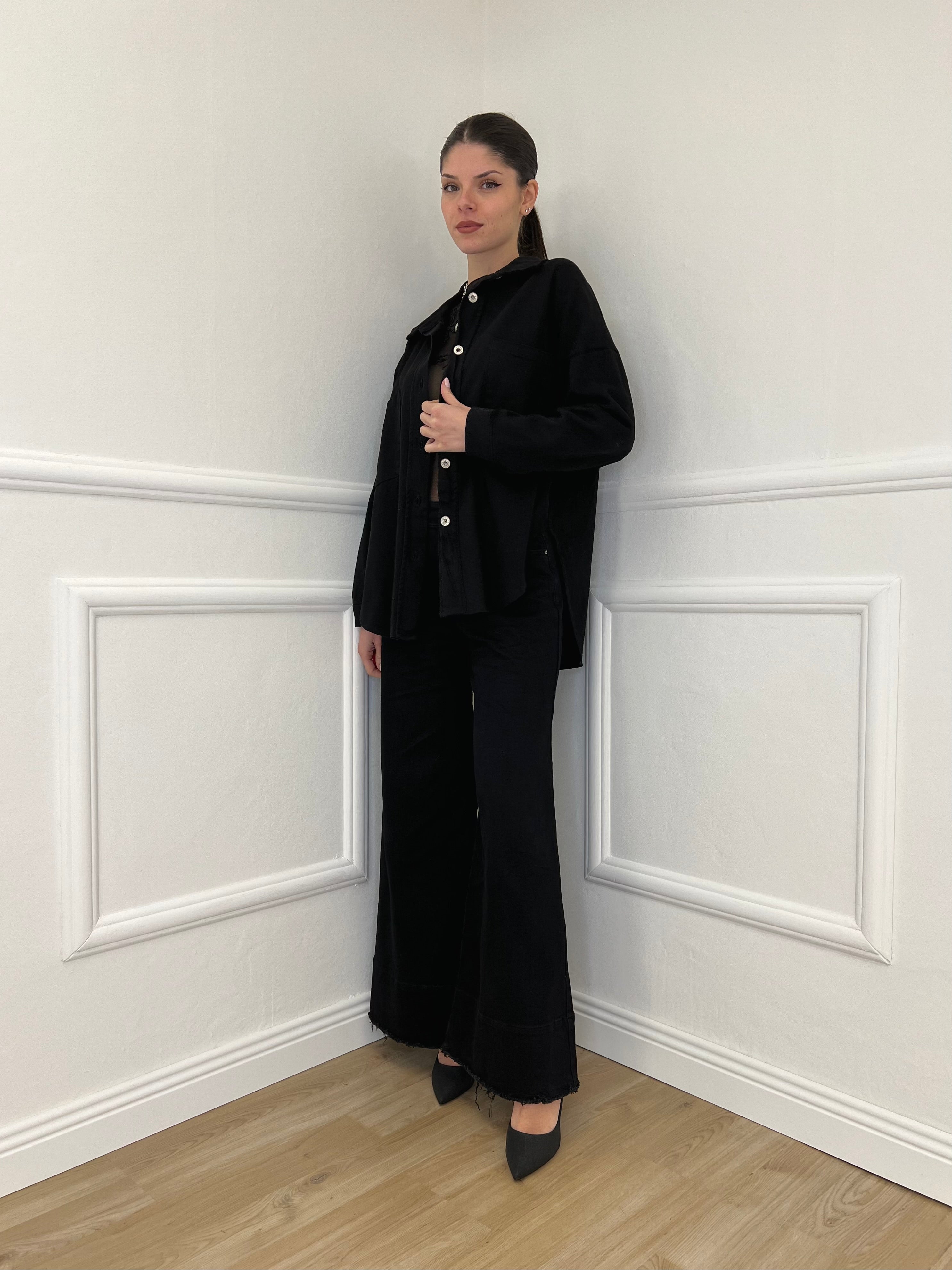 Camicia Overshirt in Twill A6262 Nero