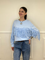 Felpa con Frange 5653-891 Azzurro