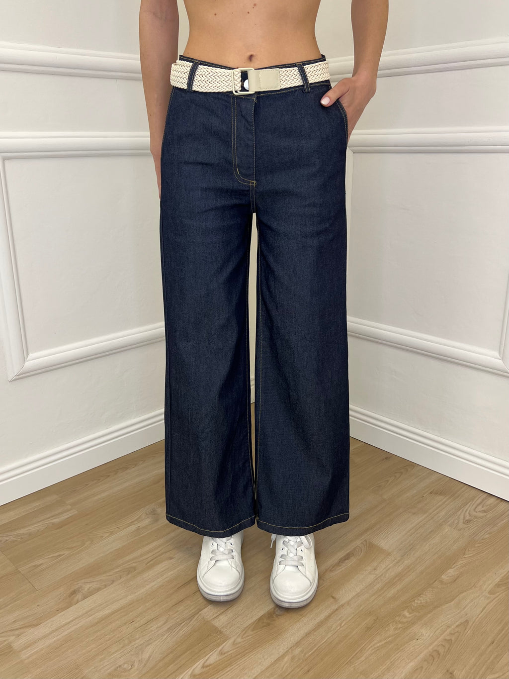 Pantalone Gaucho Chambray 9122 Blu