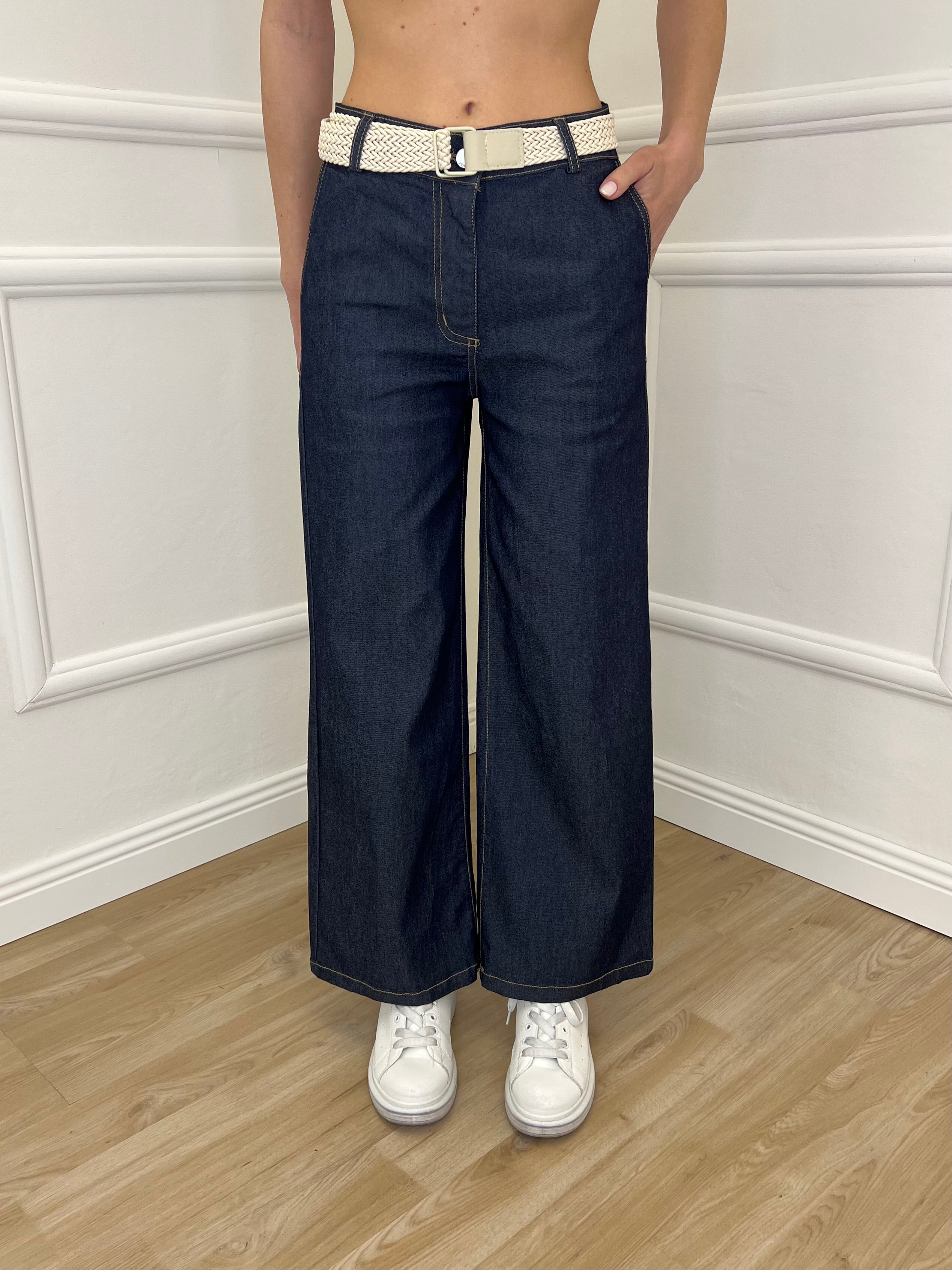 Pantalone Gaucho Chambray 9122 Blu