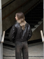 Bomber Crop Ecopelle Tasche 30346 Moro