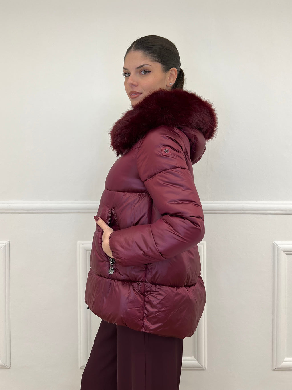Piumino Corto Pelliccia 2259 Burgundy