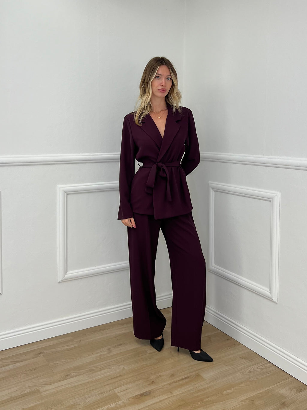 Giacca con Cintura Cady 6329 Burgundy