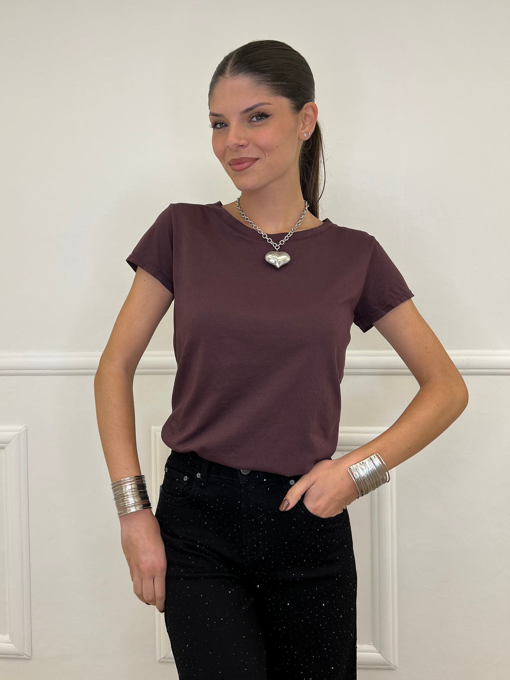 T-shirt Basic V0550 Burgundy