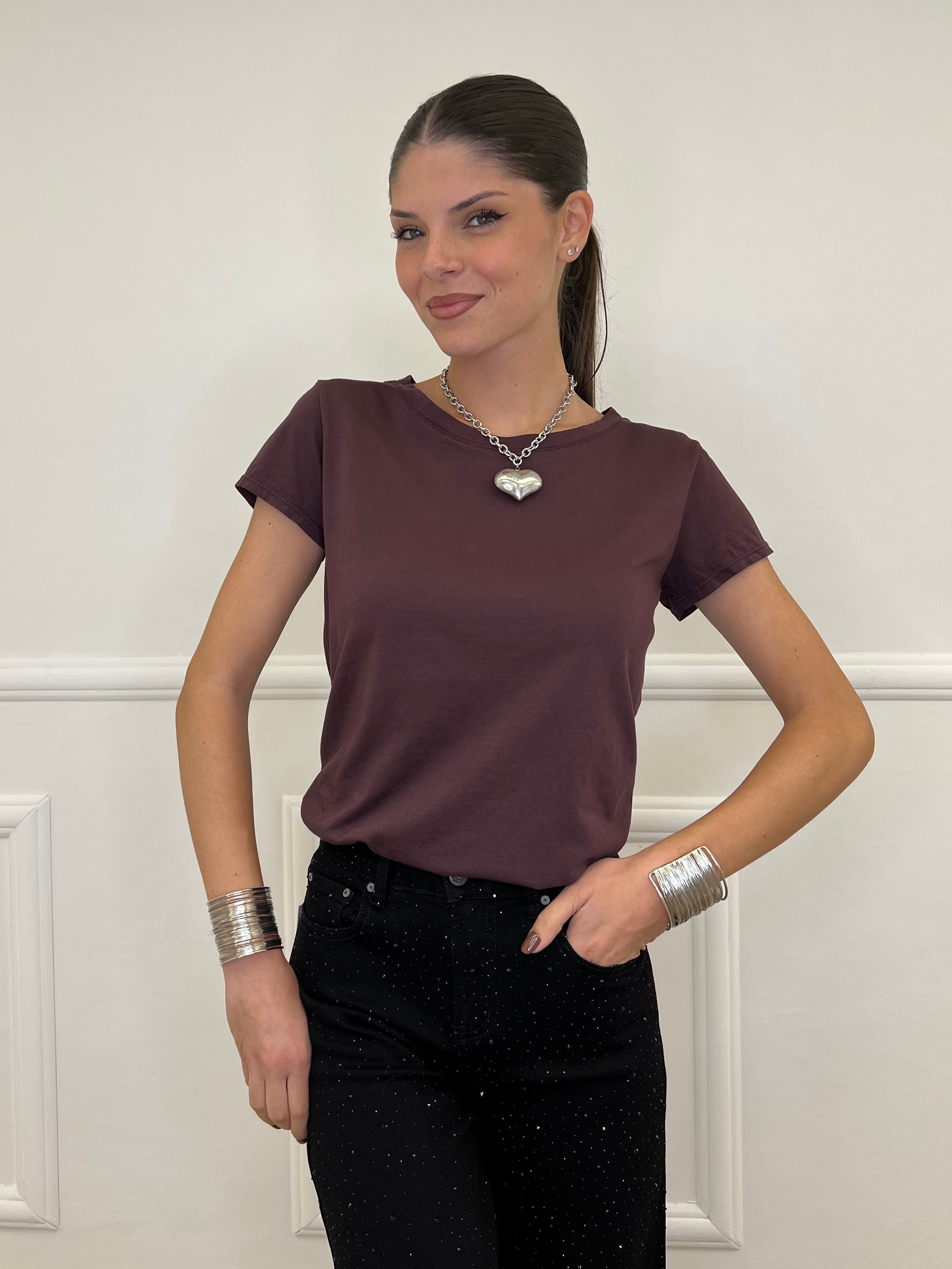 T-shirt Basic V0550 Burgundy