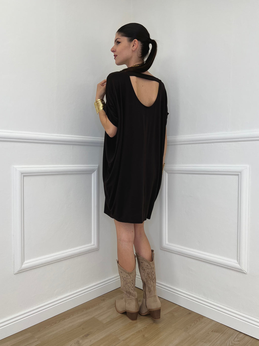 Abito Oversize Viscosa 9980 Marrone