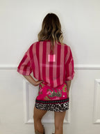 Camicia Over a Righe 2907 Fucsia