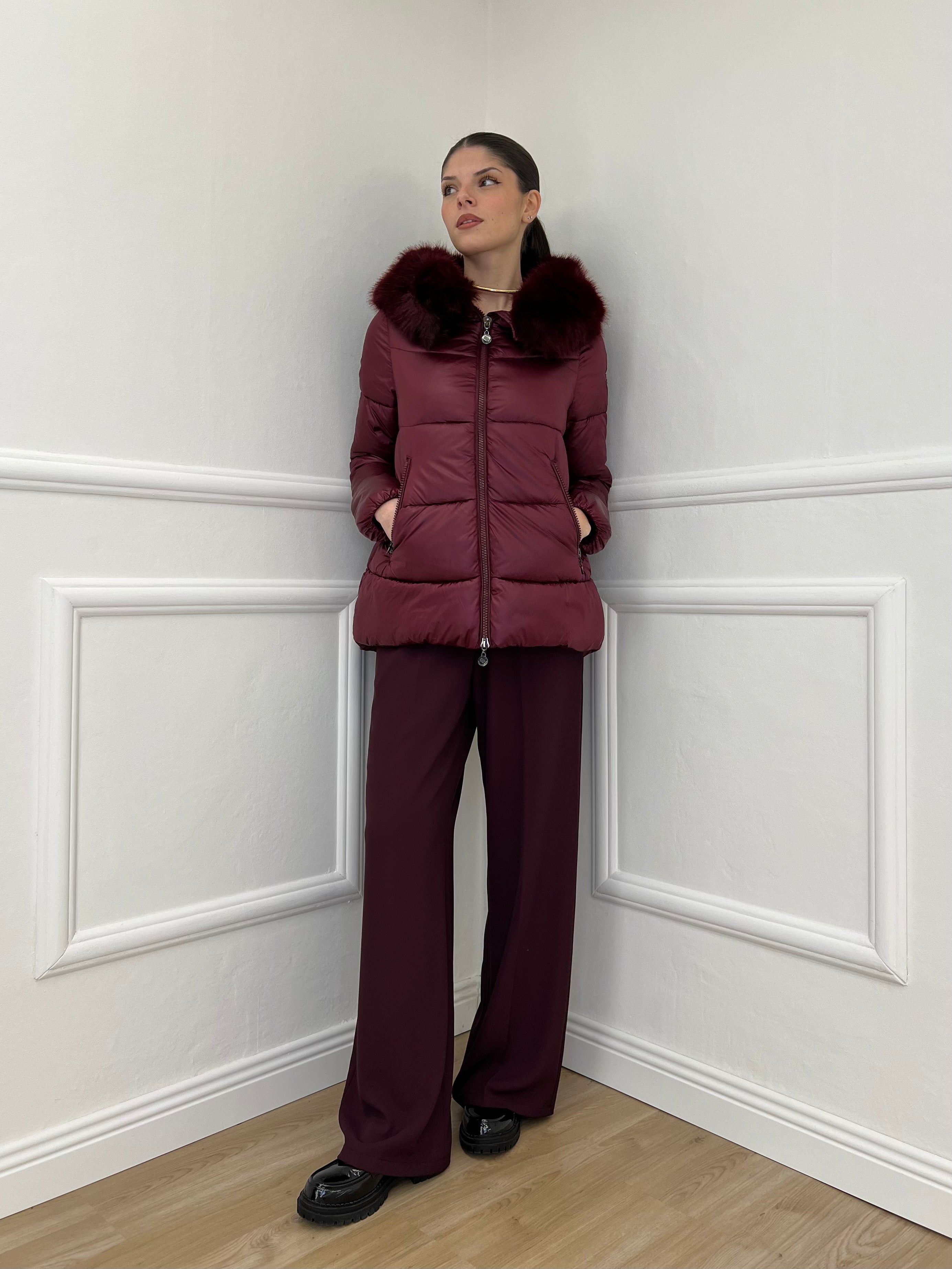 Piumino Corto Pelliccia 2259 Burgundy