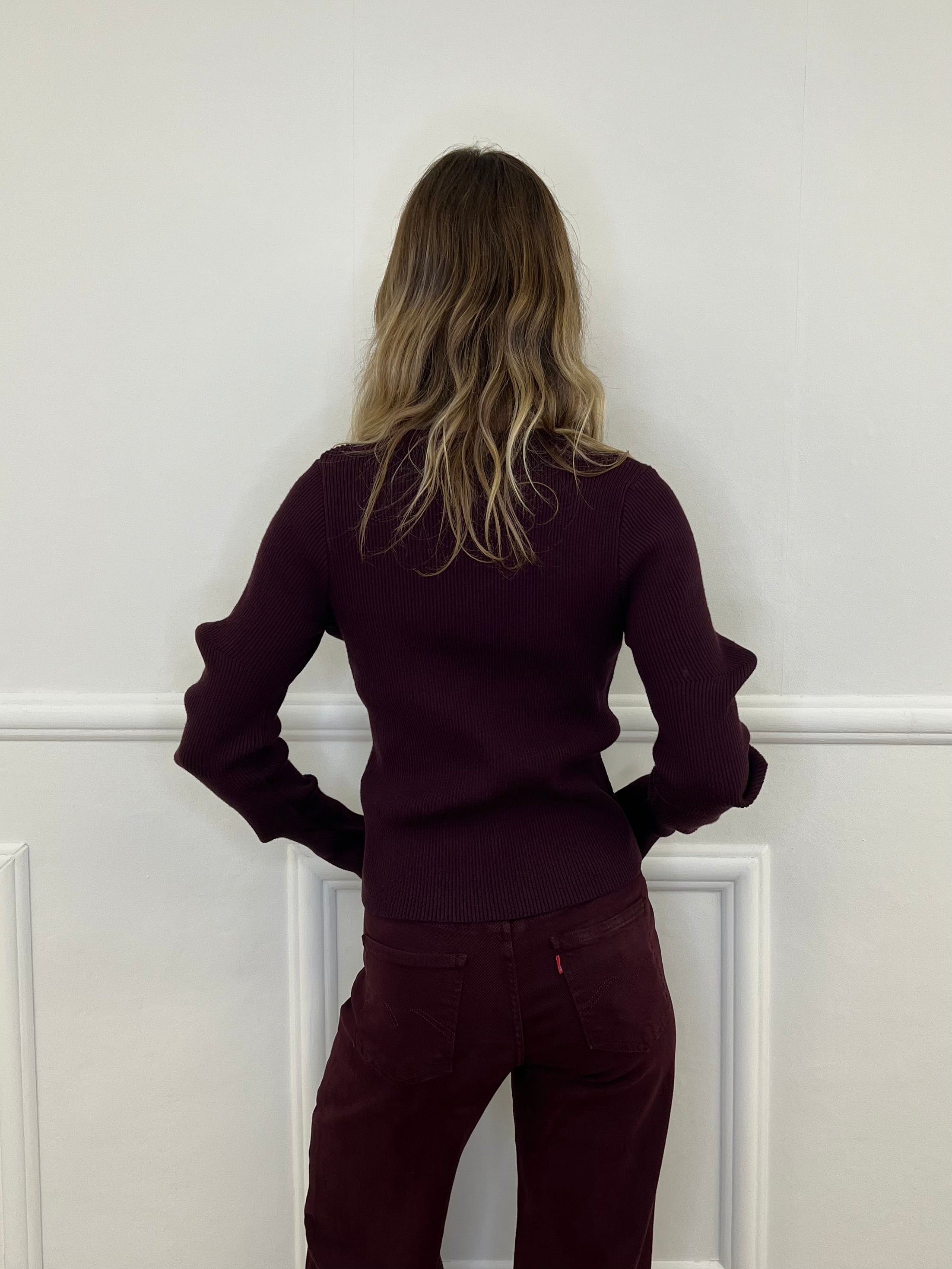 Maglia Maniche Goffrate 7867 Burgundy