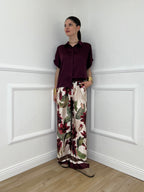 Completo Satin Pantalone Fantasia 17397 Burgundy