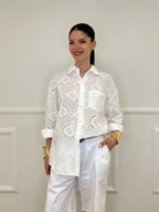 Camicia Over Sangallo Tasca 32020 Bianco