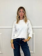 T-shirt Boxy Maniche Lunghe T10512 Bianco