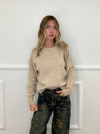 Maglia Over Paillettes 5582 Ecru