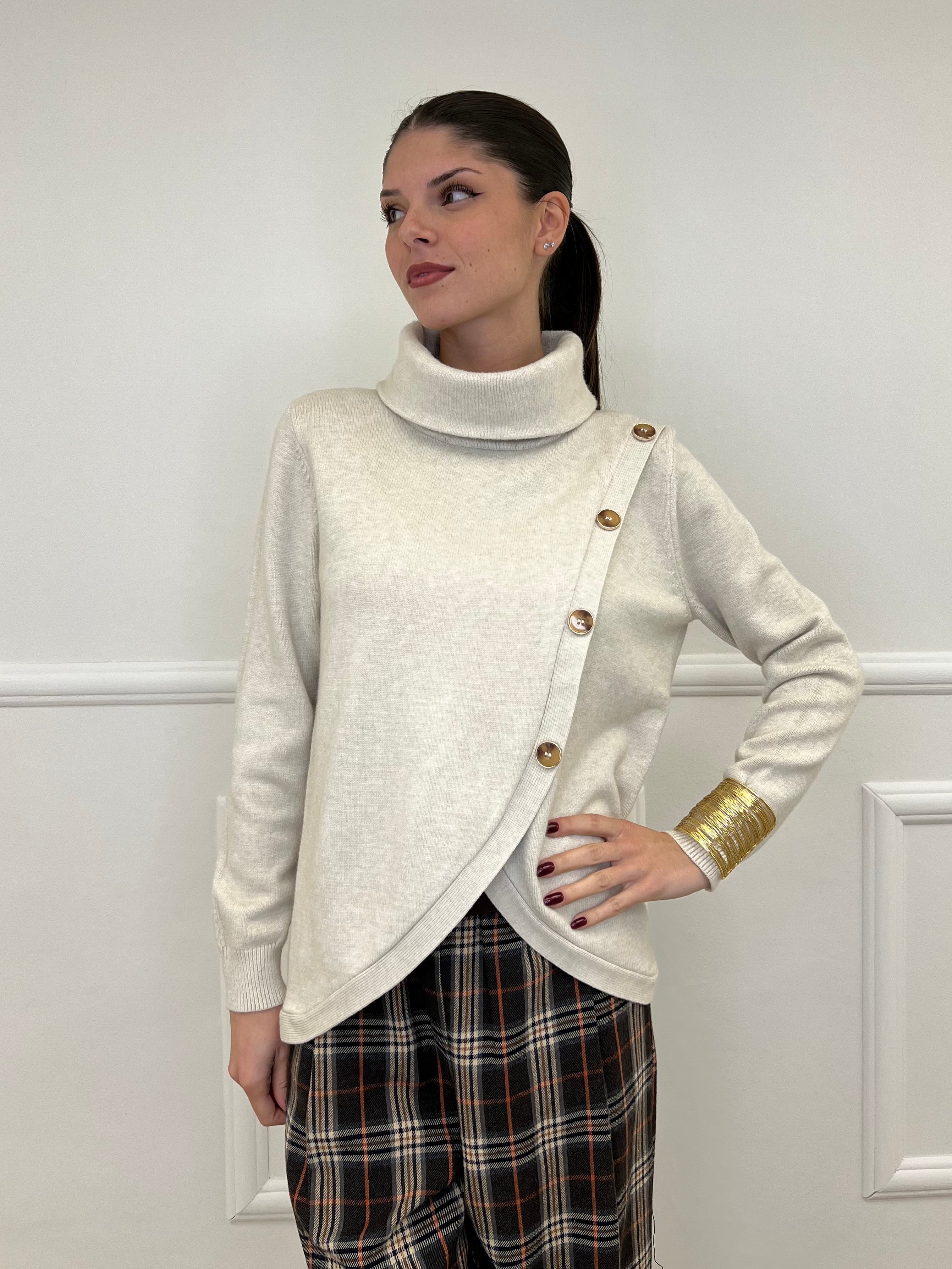 Maglia Sormontata Bottoni 9632 Ecru