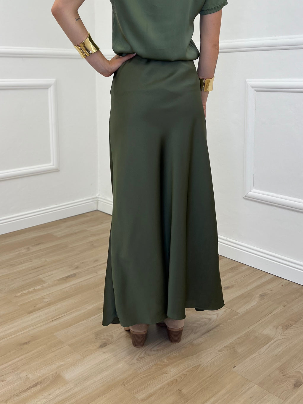 Longuette In Satin 2236 Verde Militare