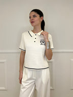 Polo in Maglia Jacquard L8086 Bianco