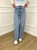 Jeans Con Vita Incrociata L1192 Azzurro