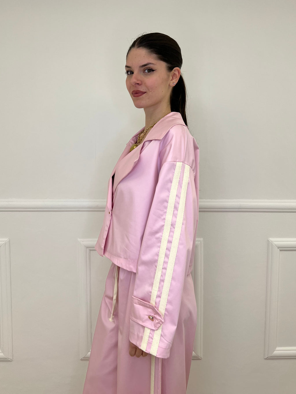 Trench Crop Doppiopetto Bande 7803 Rosa