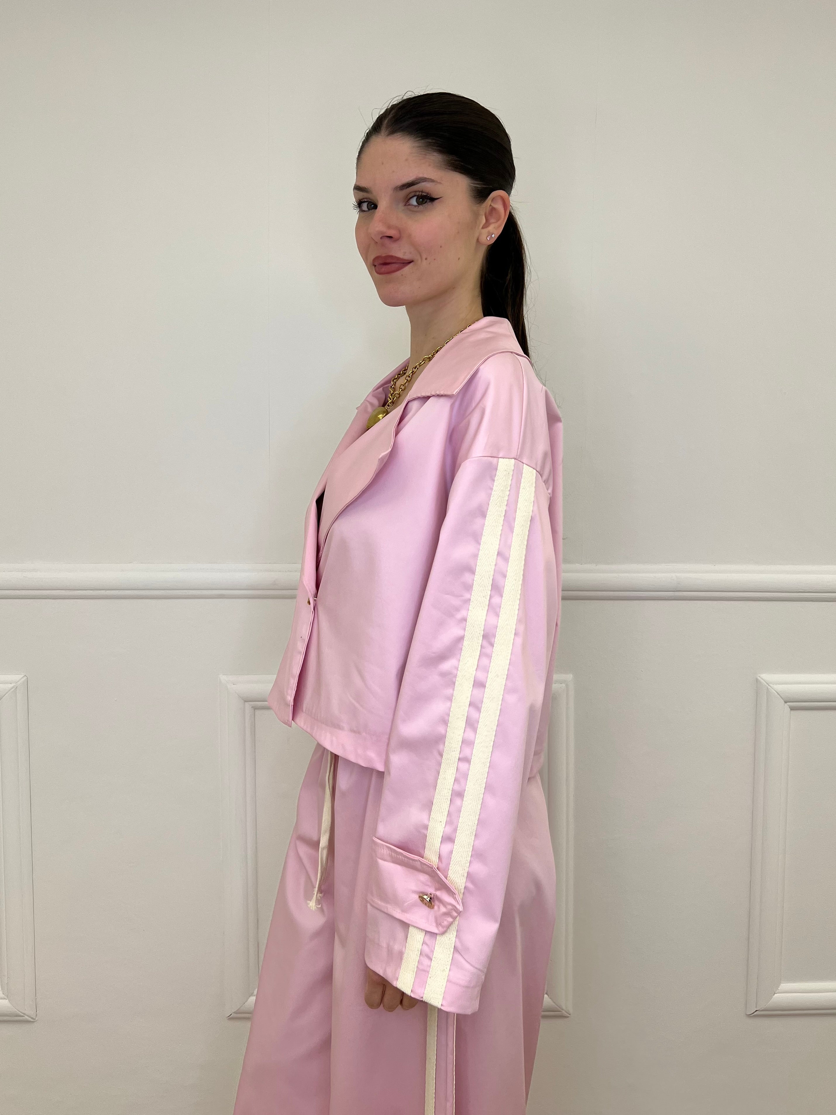 Trench Crop Doppiopetto Bande 7803 Rosa