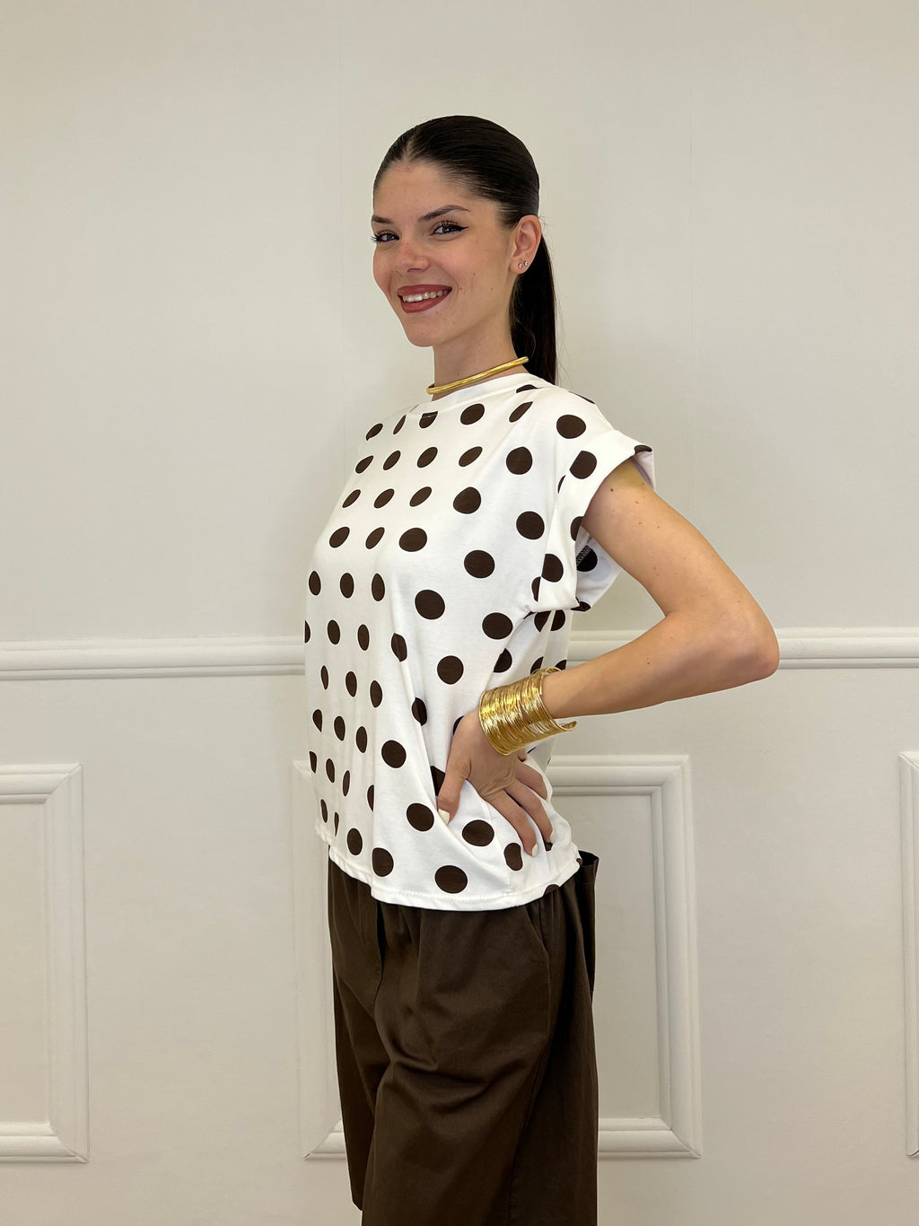 Maglia Over Pois A4305 Marrone