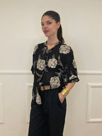 Camicia Strop Ricami e Paillettes 93-A03 Nero