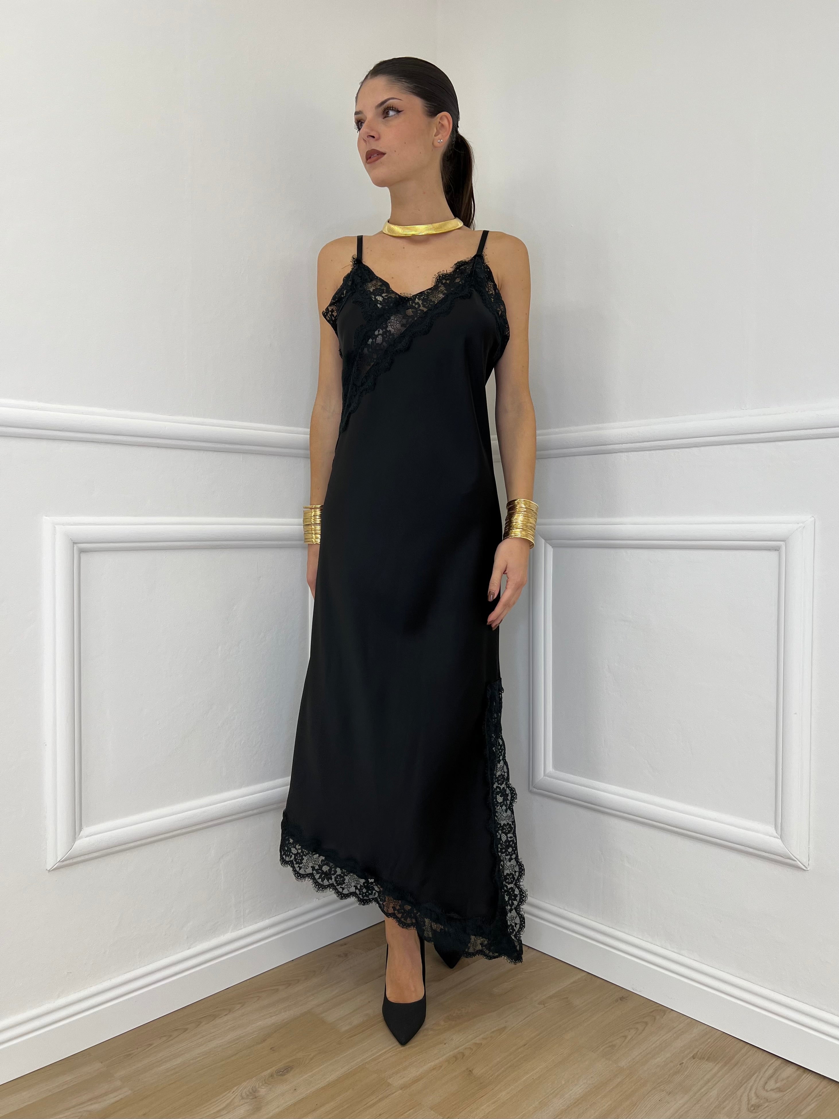 Abito Asimmetrico Pizzo 19690 Nero