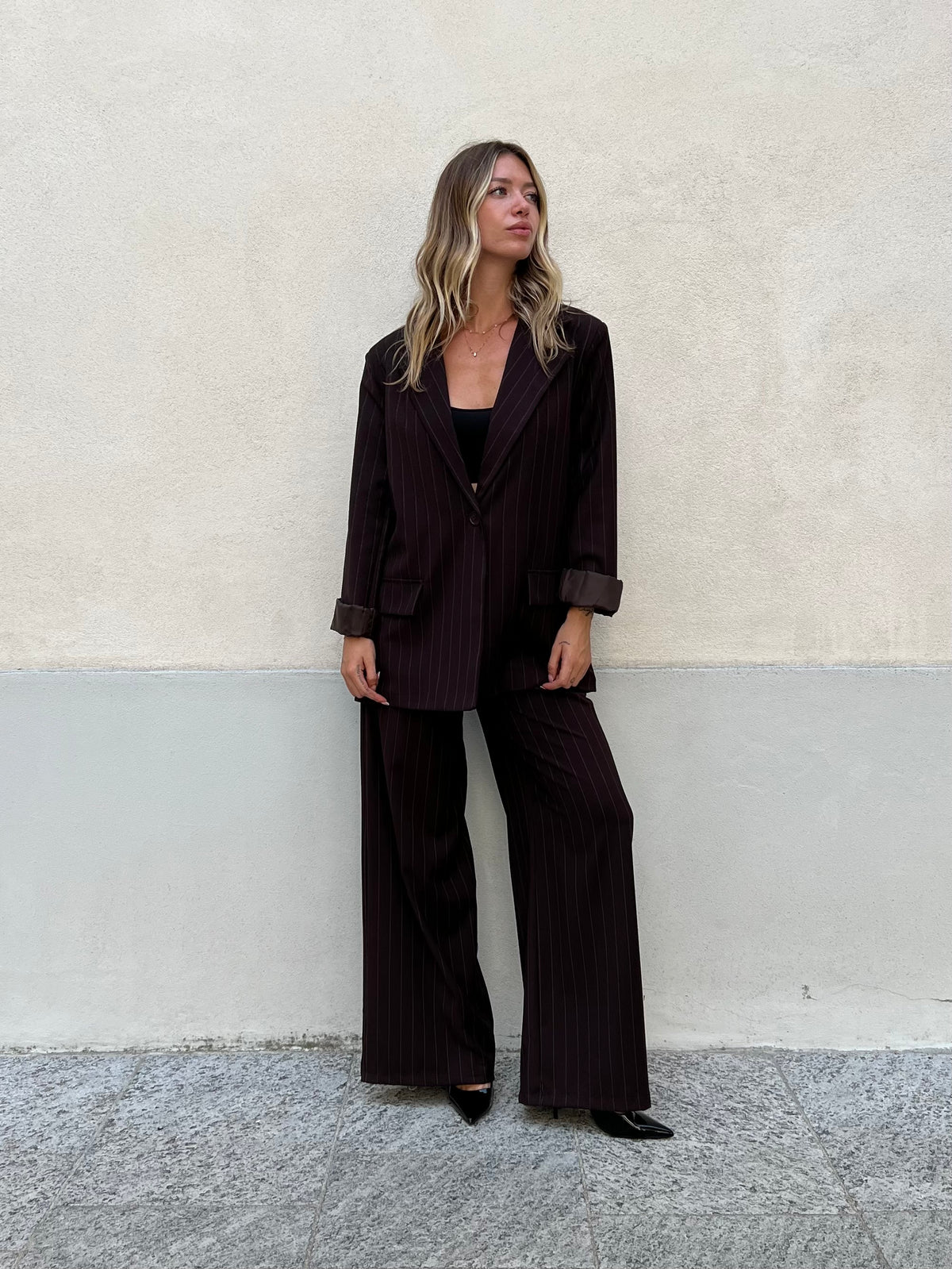 Blazer Over Gessato 5898 Marrone