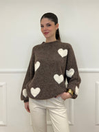 Maglia Shetland Cuori 2405 Moro