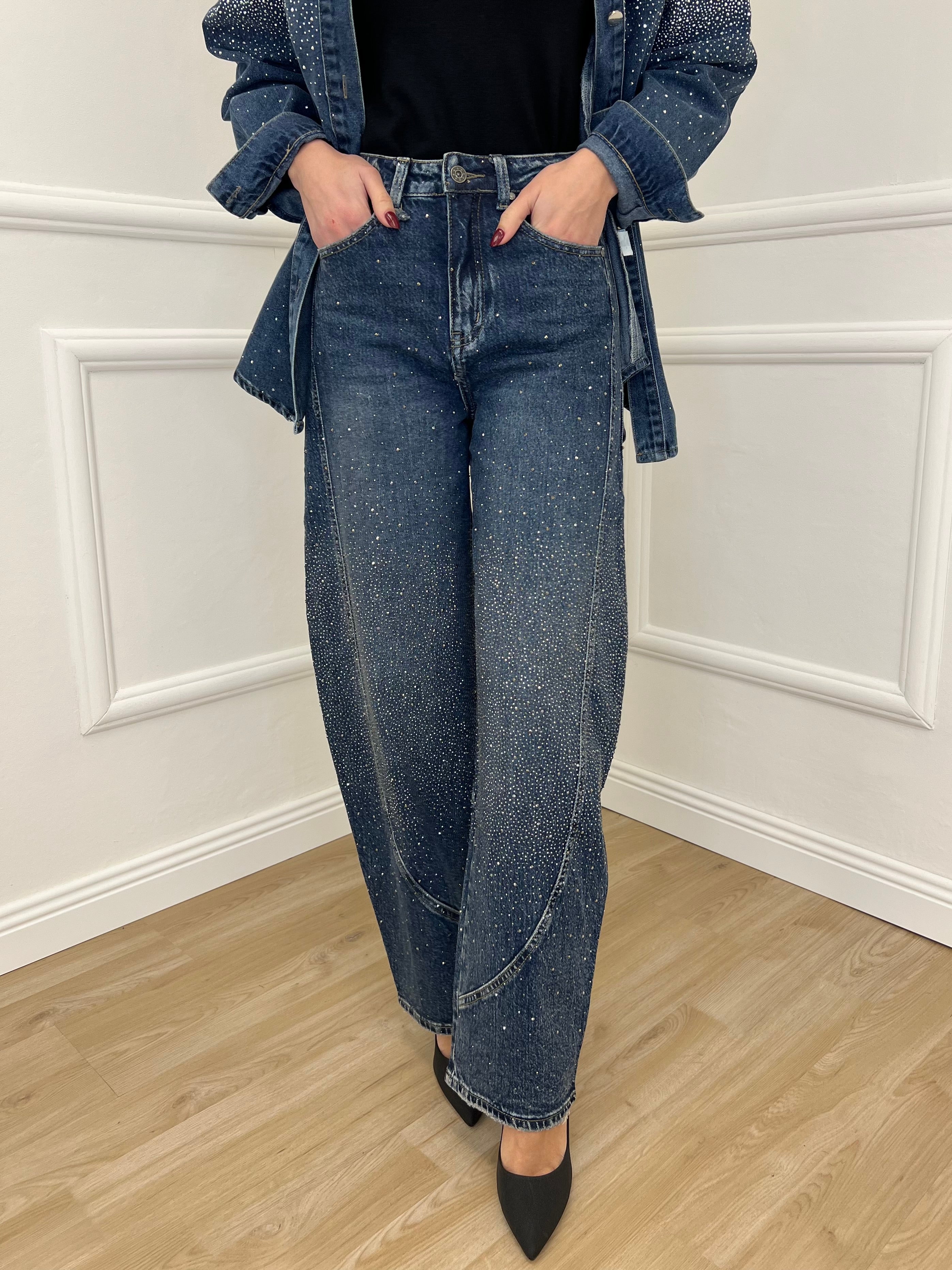 Jeans Ballon Strass 2355 Blu