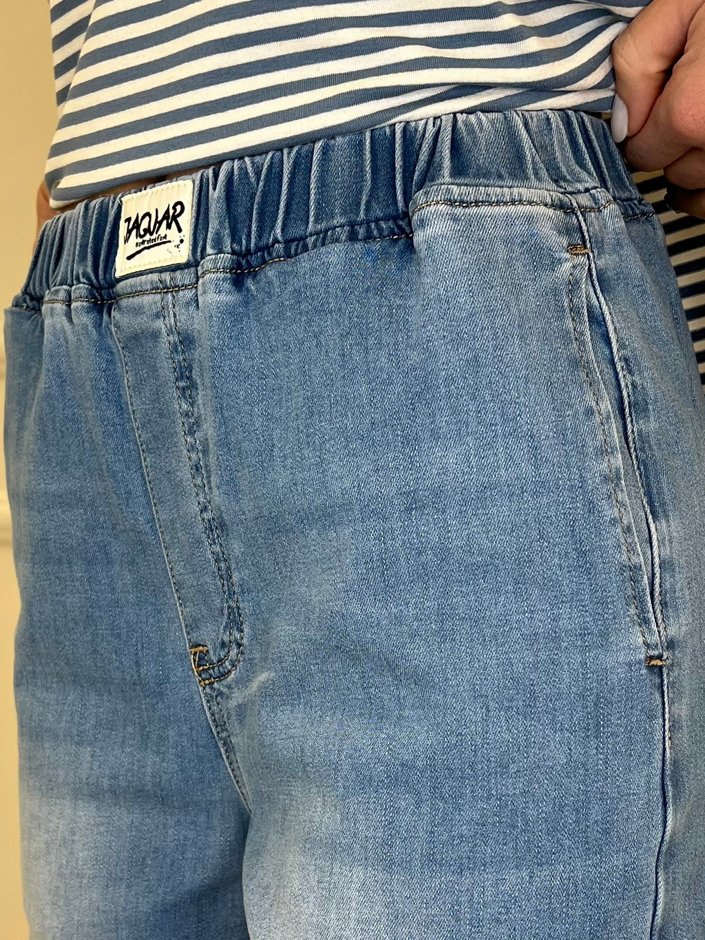 Jeans con Vita Elastica 9337 Azzurro