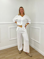 Camicia Scatoletta Lino 89303 Bianco