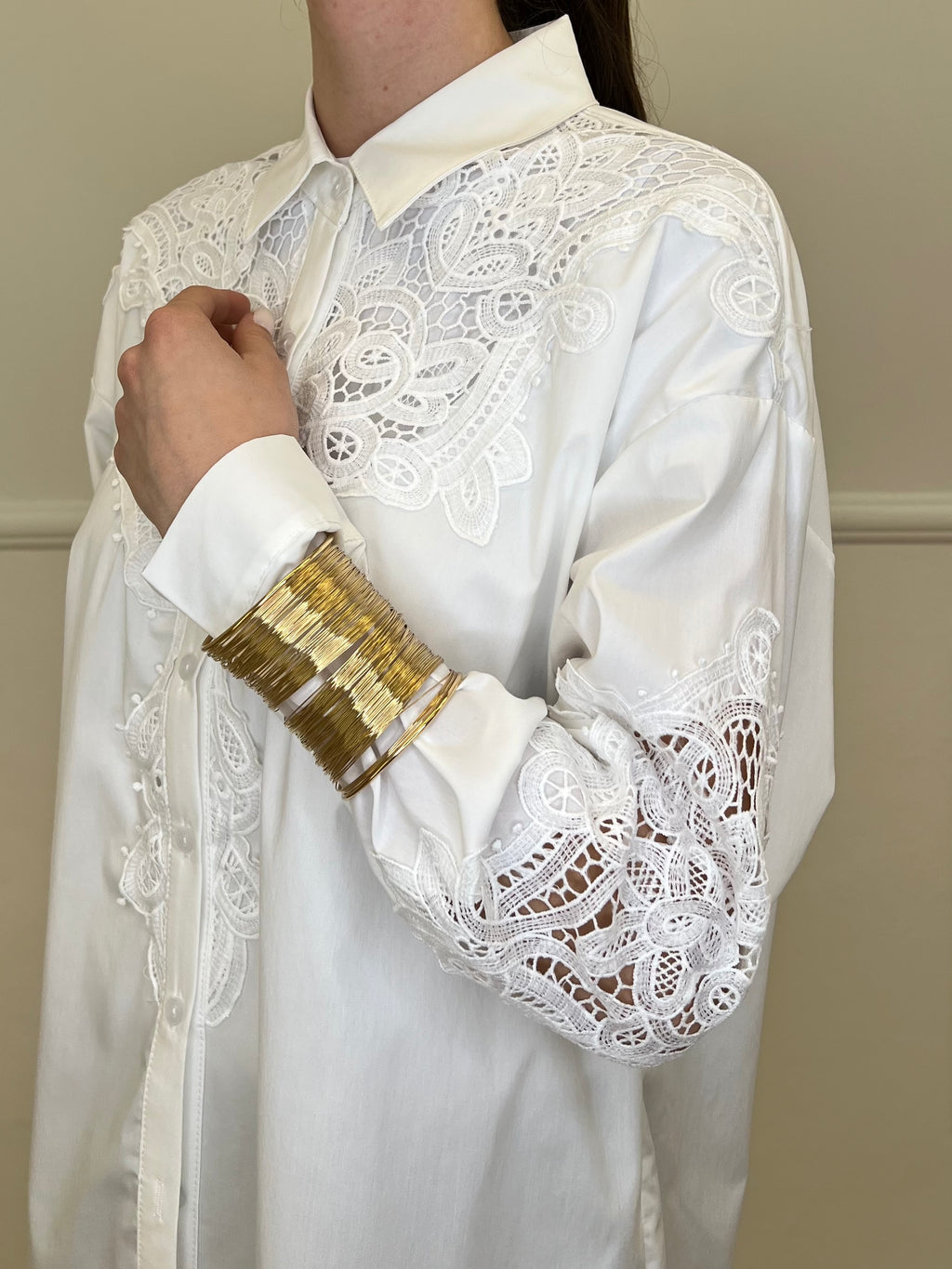 Camicia Inserti Sangallo 2264 Bianco