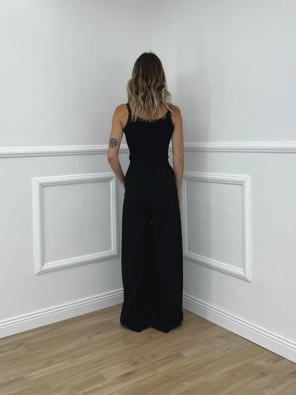 Pantalone a Palazzo Cotone 826121 Nero