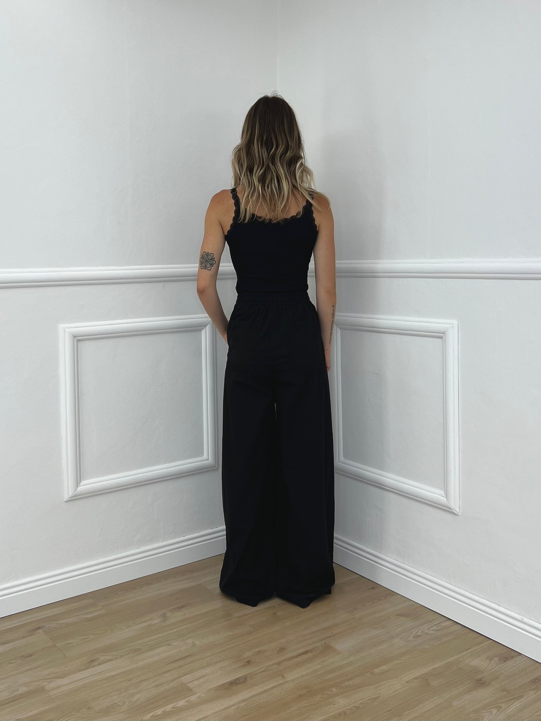 Pantalone a Palazzo Cotone 826121 Nero
