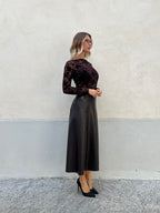 Gonna Midi Ecopelle 8066 Marrone