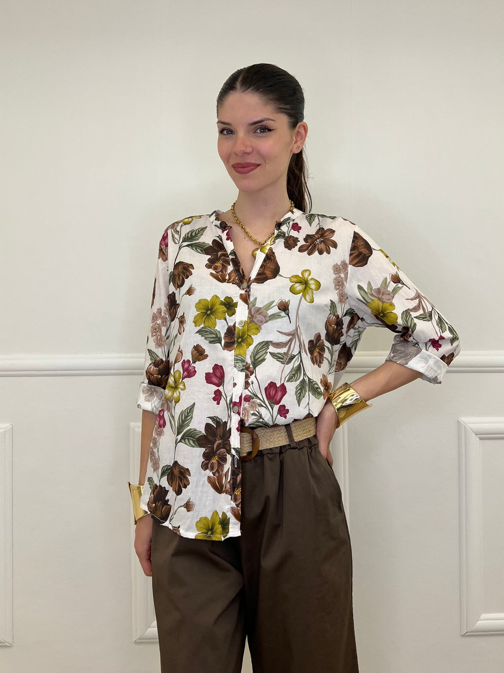 Camicia Fiori Strop Coreana 2588 Verde