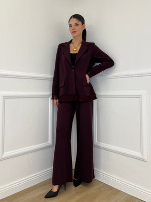 Completo Crepe Pizzo 55791 Burgundy