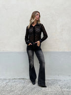 Camicia Pizzo Velluto 121493 Nero