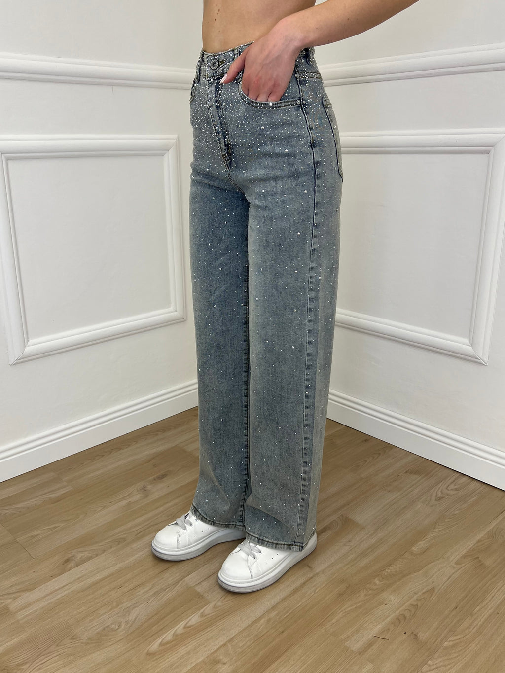 Jeans Strass Stonewash 5052 Azzurro
