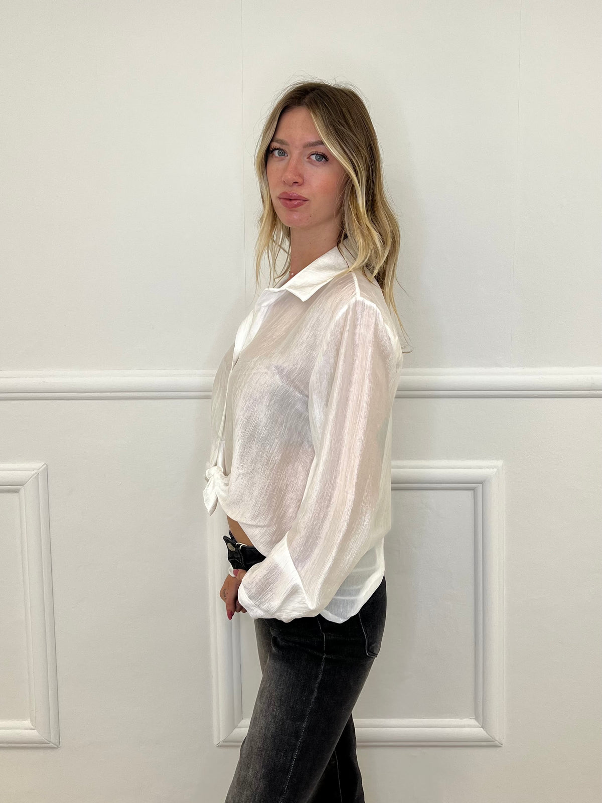 Camicia Over Chiffon 2372 Bianco