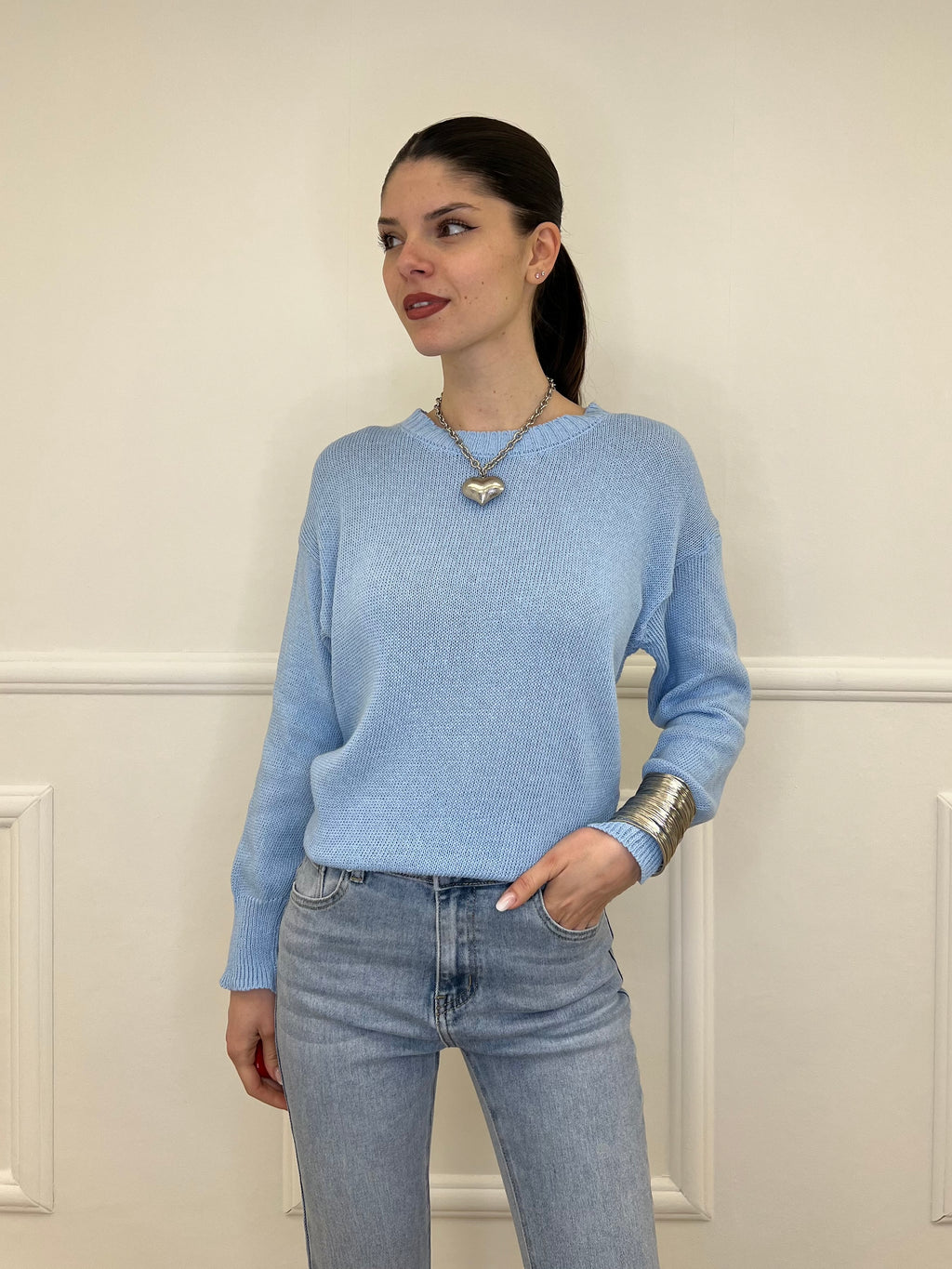 Maglia Over Cotone 3686 Azzurro
