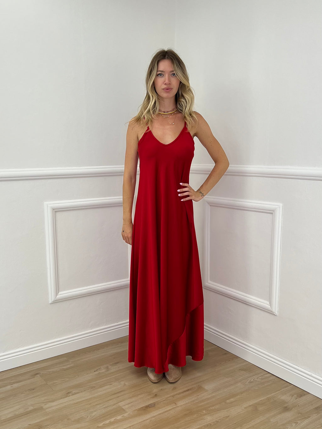 Vestito Satinato 1072 Rosso