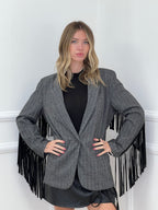 Blazer a Righe con Frange 4705 Grigio