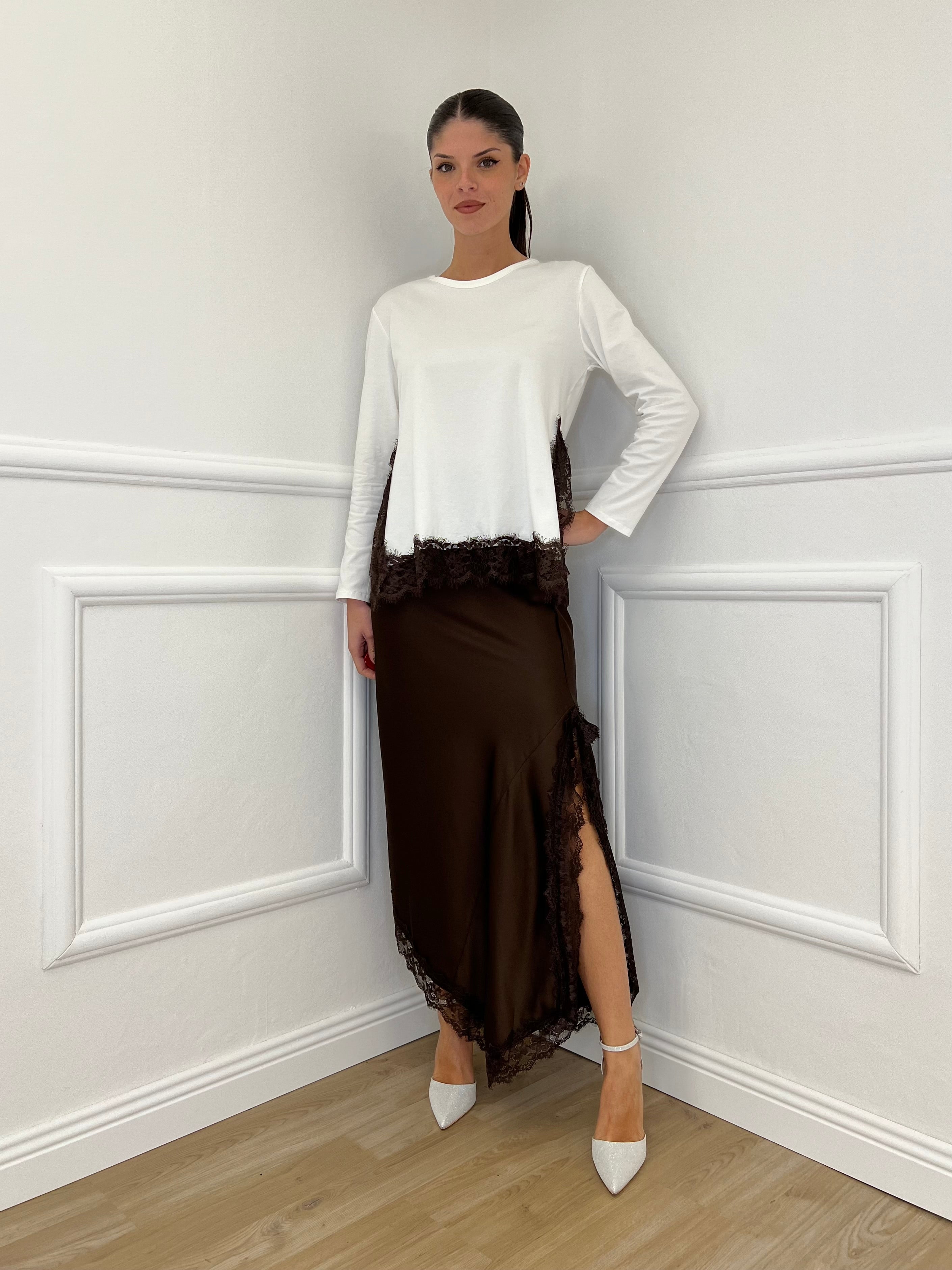 Gonna Asimmetrica Pizzo 2722 Moro