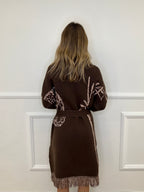 Cardigan Jacquard Jungle 90059 Marrone